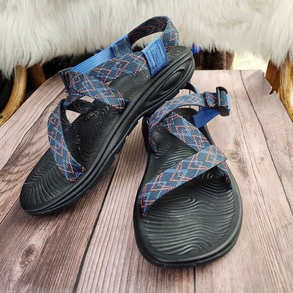 Chaco Zstrap Blue Multicolored Womens ‎ Hiking Walking Sandals Sz 8 - Picture 1 of 12